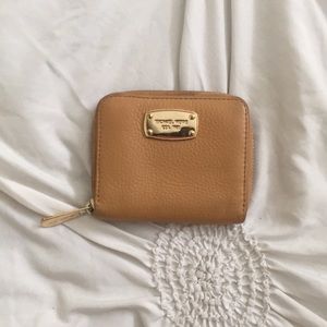 Tan Michael Kors Zipper Wallet